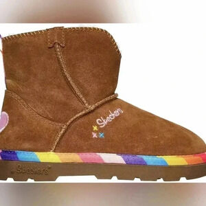 Skechers leather upper pull on cozy boots Childrens 4